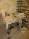 Trevor Corser's authentic Leach kick-wheel in the Leach Pottery, St. Ives, Cornwall